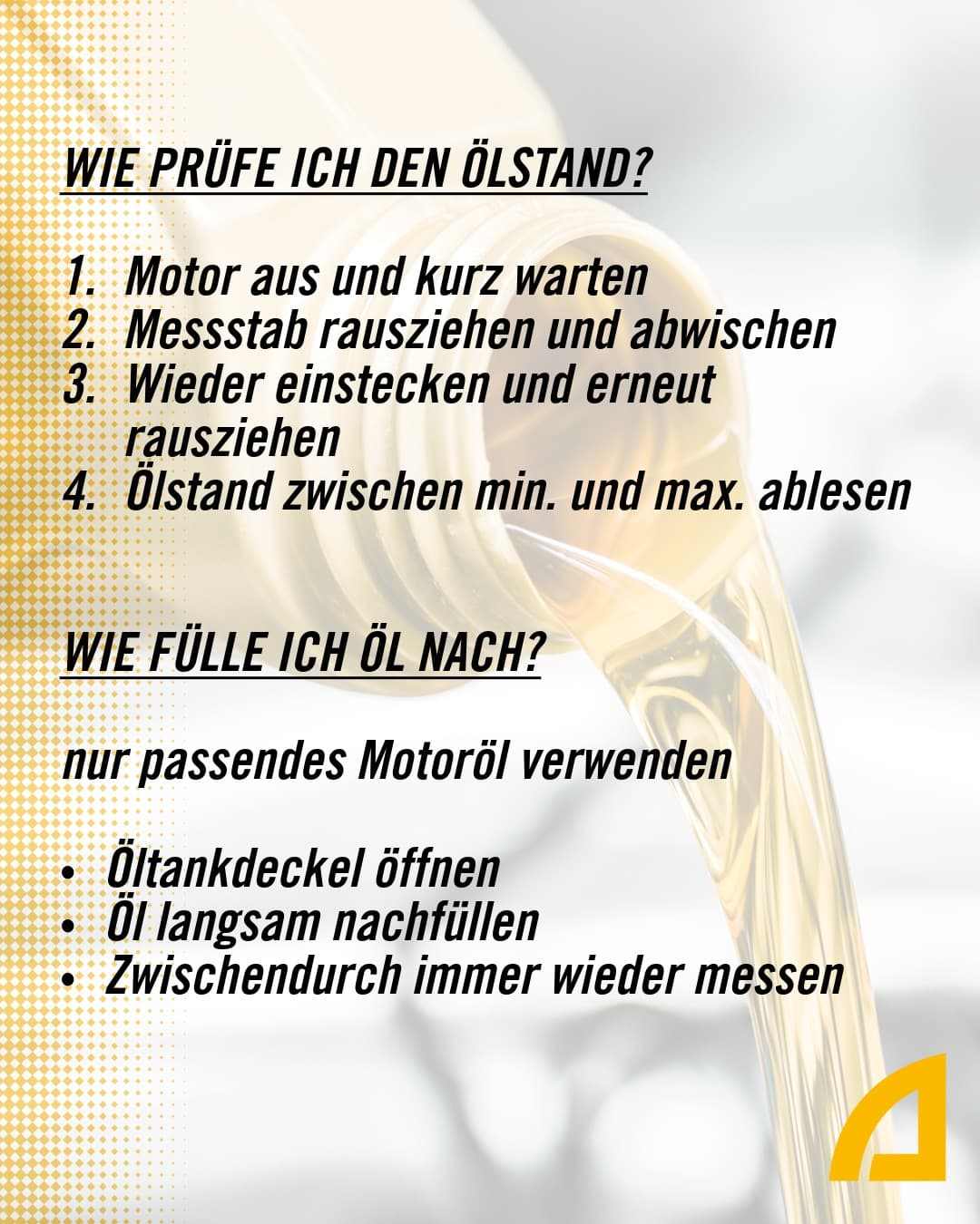 Motoröl ist sehr wichtig für den Motor!