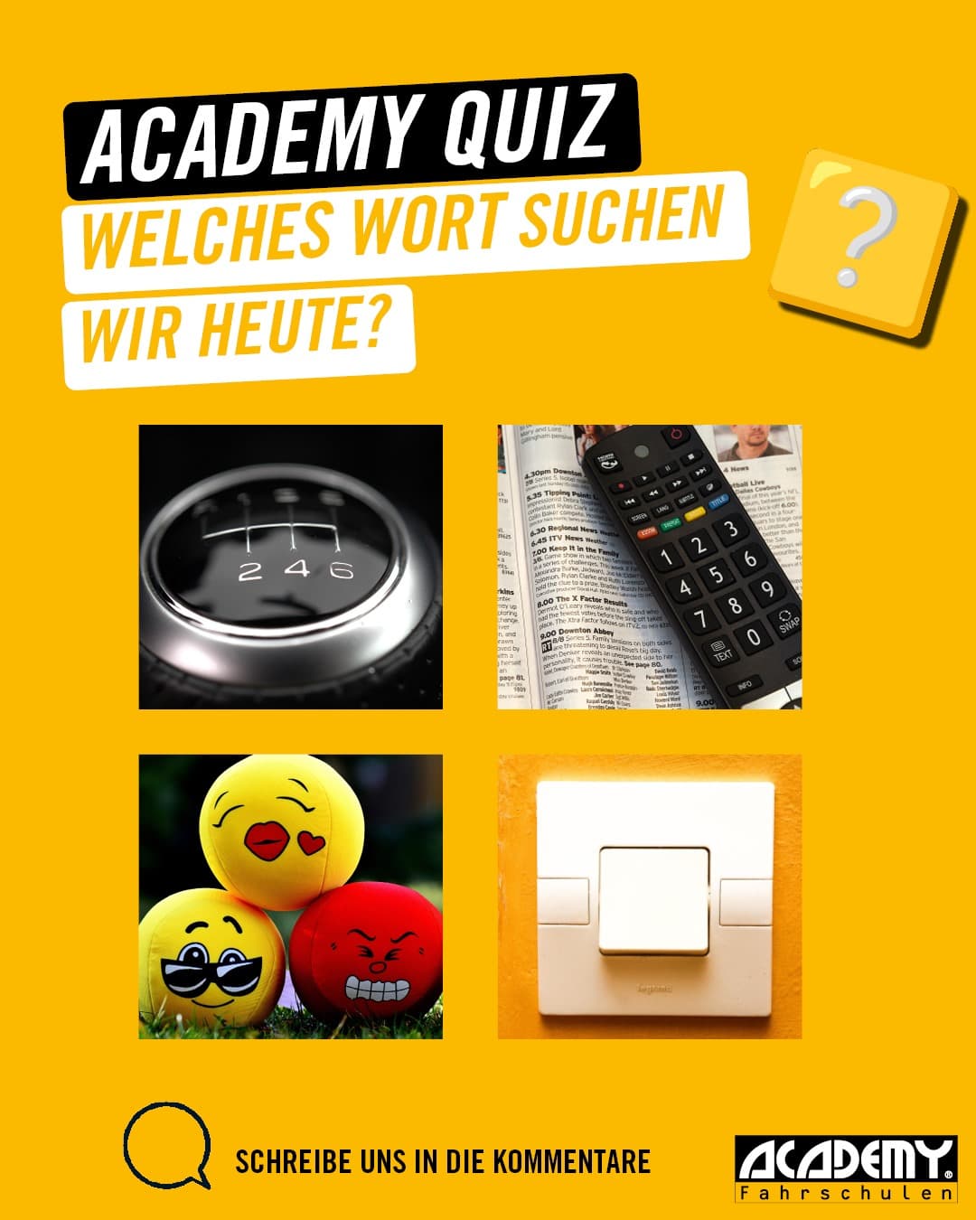 Welches Wort wird durch diese 4 Bilder dargestellt?