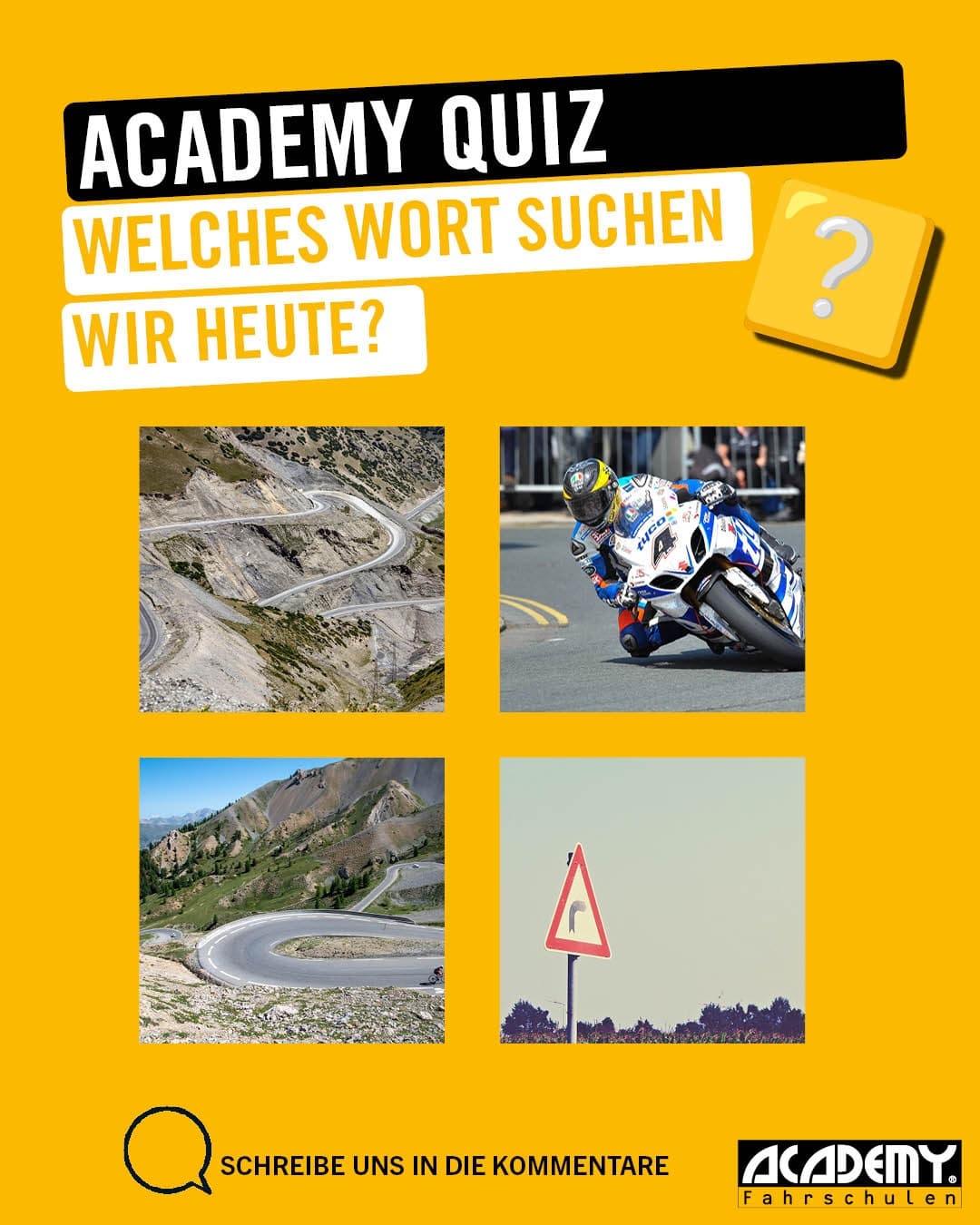 Welches Alltag im Straßenverkehr Wort wird durch diese 4 Bilder dargestellt?
